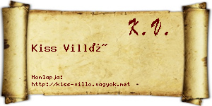 Kiss Villő névjegykártya
